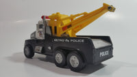 1994 FunRise Metro City Police Tow Truck Dark Blue Plastic Lights and Sounds Toy Car Vehicle