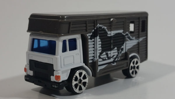 Motor Max No. 6037 Horse Box Truck Dark Grey Die Cast Toy Car Vehicle with Opening Side Door