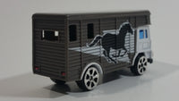 Motor Max No. 6037 Horse Box Truck Dark Grey Die Cast Toy Car Vehicle with Opening Side Door