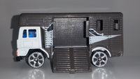 Motor Max No. 6037 Horse Box Truck Dark Grey Die Cast Toy Car Vehicle with Opening Side Door