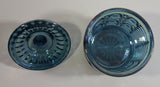 Vintage Indiana Windsor Blue Purple Iridescent Rainbow 4 3/4" Tall Carnival Glass Sugar Bowl with Lid