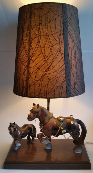 Vintage Gilbert Products Clydesdale Horse 19" Tall Table Lamp Light