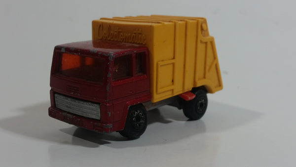 Vintage 1979 Lesney Matchbox Superfast Colectomatic Refuse Truck No. 36 Red Yellow Garbage Pickup Die Cast Toy Car Vehicle with Sliding Compactor