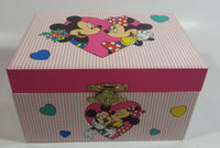 Disney Mickey Mouse and Minnie Mouse Pink Felt Lined Wind Up Musical Keepsake Trinket Box Plays "I Want To Be Loved By You"