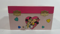 Disney Mickey Mouse and Minnie Mouse Pink Felt Lined Wind Up Musical Keepsake Trinket Box Plays "I Want To Be Loved By You"