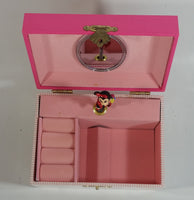 Disney Mickey Mouse and Minnie Mouse Pink Felt Lined Wind Up Musical Keepsake Trinket Box Plays "I Want To Be Loved By You"