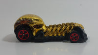 2011 Hot Wheels Thrill Racers Cave Skull Crusher Gold Chrome Die Cast Toy Car Vehicle