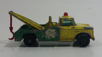 Vintage 1965 Lesney Matchbox Series No. 13 Dodge Wreck Truck BP British Petroleum Tow Truck Green Yellow Die Cast Toy Car Vehicle