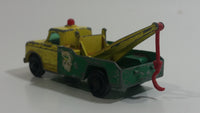 Vintage 1965 Lesney Matchbox Series No. 13 Dodge Wreck Truck BP British Petroleum Tow Truck Green Yellow Die Cast Toy Car Vehicle