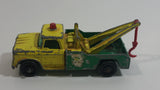 Vintage 1965 Lesney Matchbox Series No. 13 Dodge Wreck Truck BP British Petroleum Tow Truck Green Yellow Die Cast Toy Car Vehicle