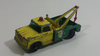 Vintage 1965 Lesney Matchbox Series No. 13 Dodge Wreck Truck BP British Petroleum Tow Truck Green Yellow Die Cast Toy Car Vehicle