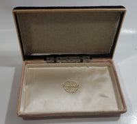 Vintage Continental Black and Light Salmon Pink Felt Covered Cream White Lined Jewelry Dresser Box