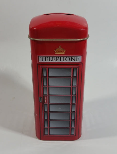 New English Teas Brand 5 1/2" Tall Telephone Booth Tin Metal Coin Bank