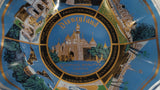 Vintage Disneyland Exclusive Walt Disney Productions Sleeping Beauty's Castle 7 1/2" Diameter Blue Waved Edge Glass Candy Dish / Ash Tray