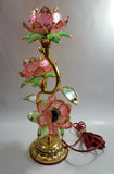 Vintage Pink Lotus Flowers 3 Tiered Hard Plastic Plant Style Table Lamp - Not Working