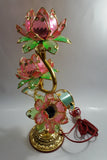 Vintage Pink Lotus Flowers 3 Tiered Hard Plastic Plant Style Table Lamp - Not Working