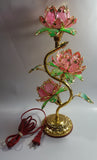 Vintage Pink Lotus Flowers 3 Tiered Hard Plastic Plant Style Table Lamp - Not Working