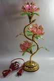 Vintage Pink Lotus Flowers 3 Tiered Hard Plastic Plant Style Table Lamp - Not Working