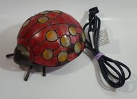 Red with Yellow Dots Painted Glass Bronze Finish Ladybug Ladybird Beetle Lamp Light