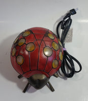 Red with Yellow Dots Painted Glass Bronze Finish Ladybug Ladybird Beetle Lamp Light