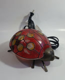 Red with Yellow Dots Painted Glass Bronze Finish Ladybug Ladybird Beetle Lamp Light