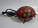 Red with Yellow Dots Painted Glass Bronze Finish Ladybug Ladybird Beetle Lamp Light