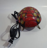 Red with Yellow Dots Painted Glass Bronze Finish Ladybug Ladybird Beetle Lamp Light