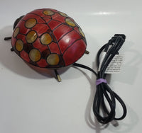 Red with Yellow Dots Painted Glass Bronze Finish Ladybug Ladybird Beetle Lamp Light