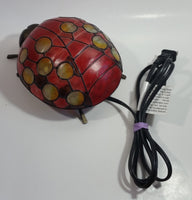 Red with Yellow Dots Painted Glass Bronze Finish Ladybug Ladybird Beetle Lamp Light