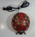 Red with Yellow Dots Painted Glass Bronze Finish Ladybug Ladybird Beetle Lamp Light