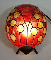 Red with Yellow Dots Painted Glass Bronze Finish Ladybug Ladybird Beetle Lamp Light