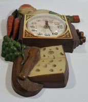 Vintage 1973 Burwood Products New Haven Cheese and Wine with Vegetables 3D Wall Clock