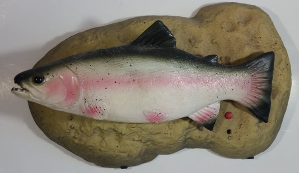 1999 Gemmy Travis The Trout Animatronic Singing Moving Fish On Rock Themed Plaque Novelty Collectible No Adapter Battery Operated Tested Working