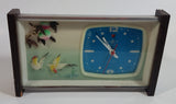 Retro 1960s Helm Brand Bird Themed Wind Up Alarm Clock in Brass and Wood