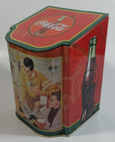 2003 Coca-Cola Coke 50's Diner Themed 5 1/2" Tall Tin Metal Hinged Lid Container