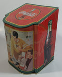 2003 Coca-Cola Coke 50's Diner Themed 5 1/2" Tall Tin Metal Hinged Lid Container