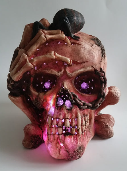 Rubie's Pirates of The Seven Seas LED Light Up Multiple Color Changing Spider Skull Table Decoration with Box