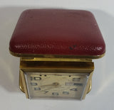 Vintage Westclox Time and Date Windup Travel Alarm Clock in Dark Red Case Made in Hong Kong