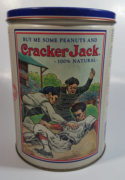 Cracker Jacks Always on Top World's Famous Confections Baseball 8" Tall Tin Metal Canister