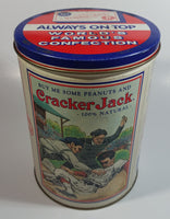 Cracker Jacks Always on Top World's Famous Confections Baseball 8" Tall Tin Metal Canister