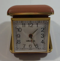 Vintage Westclox 422400 Travino Tan Cased Keywound Travel Alarm Clock