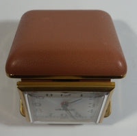 Vintage Westclox 422400 Travino Tan Cased Keywound Travel Alarm Clock