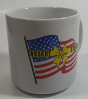 U.S. Army Military Operation Desert Storm Iraq Persian Gulf War Yellow Ribbon Waving Flag White Ceramic Coffee Mug Cup