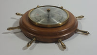 Vintage Fischer 7" Captain's Ships Wheel Wood Cased Barometer with Brass Handles
