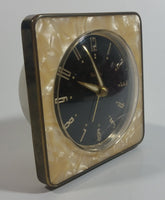 Vintage Westclox Mother of Pearl Bakelite Style Brass Framed Windup Bedside Travel Alarm Clock Made in Canada