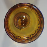 Vintage Indiana Orange Amber Iridescent Rainbow 5 1/4" Tall Carnival Glass Pedestal Style Thumbprint Compote Candy Dish