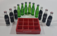 Vintage Enjoy Coca-Cola Coke Enjoy Sprite Different Languages 12 Miniature Glass Bottles in Red Plastic Holder