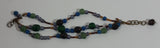 Dark Colorful 6 1/2" Long Three Layer Bead Bracelet