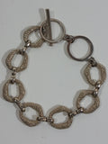 Uniquely Styled Reptile Bubble Bumps Texture Chain Link Style 6 1/2" Long White Gold Tone Bracelet