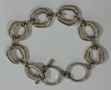 Uniquely Styled Reptile Bubble Bumps Texture Chain Link Style 6 1/2" Long White Gold Tone Bracelet